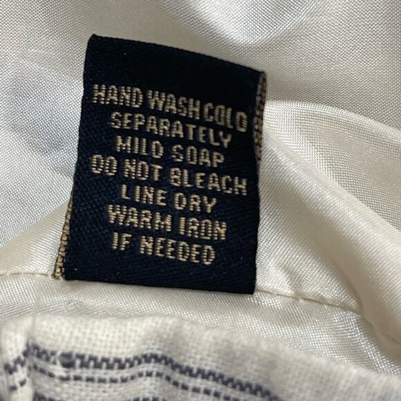 British Khaki Linen Blend Lined‎ Skirt Chevron Cream XL Cream Blue/Grey A-Line - Picture 9 of 10